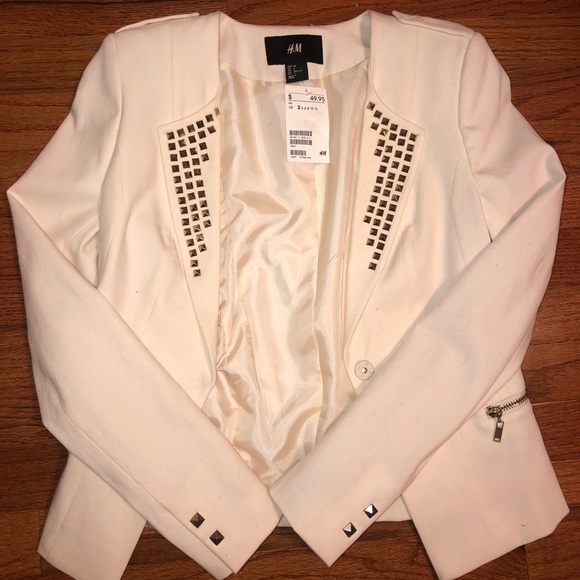 H&M Jackets & Blazers - White Studded Blazer